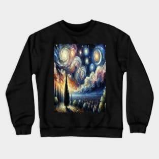 Vincent Van Gogh Inspired Nighttime Rolling Hill Crewneck Sweatshirt